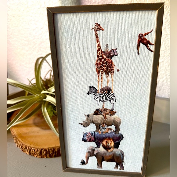 Other - Jungle Pals Rustic Natural Mini Framed Canvas 5x10”